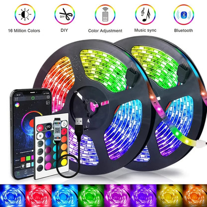 💡 Tira LED RGB 5050 USB 5V 🎨, Control App 📱, Flexible para Decoración del Hogar 🏠