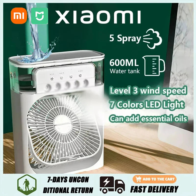 Xiaomi Humidificador & Ventilador 3 en 1 🌬️💧💡 USB, Enfriador de Aire & Luz Nocturna LED 🏠