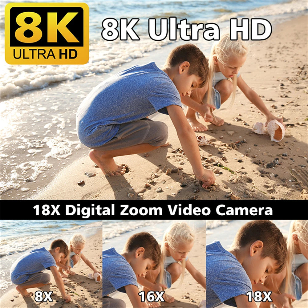 🎥 Cámara 8K 64MP 60FPS con Pantalla Táctil 3" y Zoom 18x 📱🌐