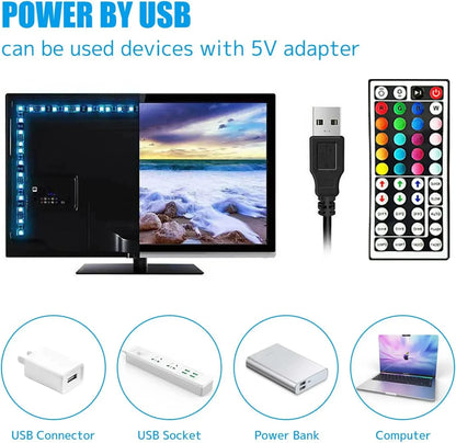 💡 Tira LED RGB 5050 USB 5V 🎨, Control App 📱, Flexible para Decoración del Hogar 🏠